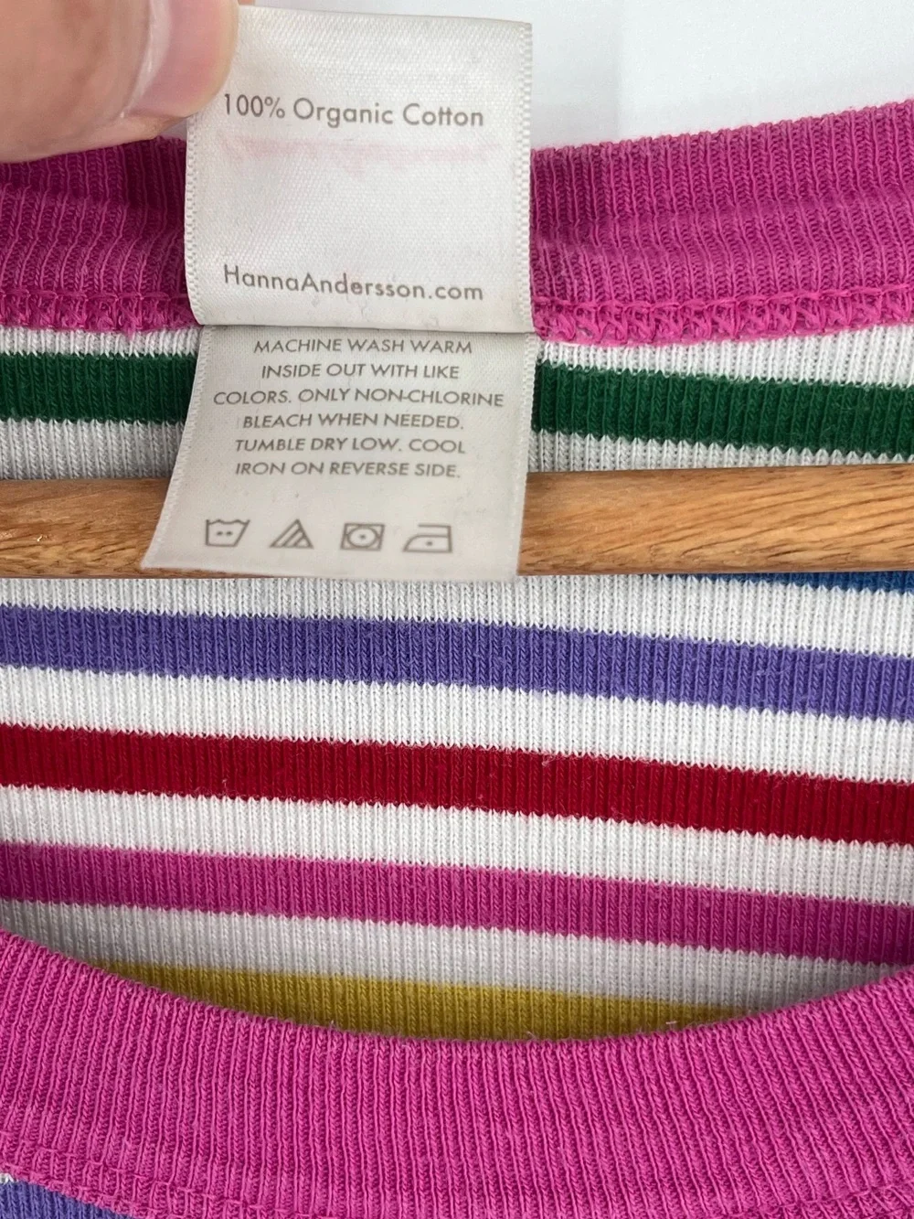 Hanna Andersson Organic Cotton Long Sleeve Rainbow Stripe PJ Top Kids Sz Medium